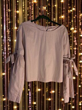 Free People So Obviously Yours Blush Pink Bell Sleeve Cotton Top Sz Small P